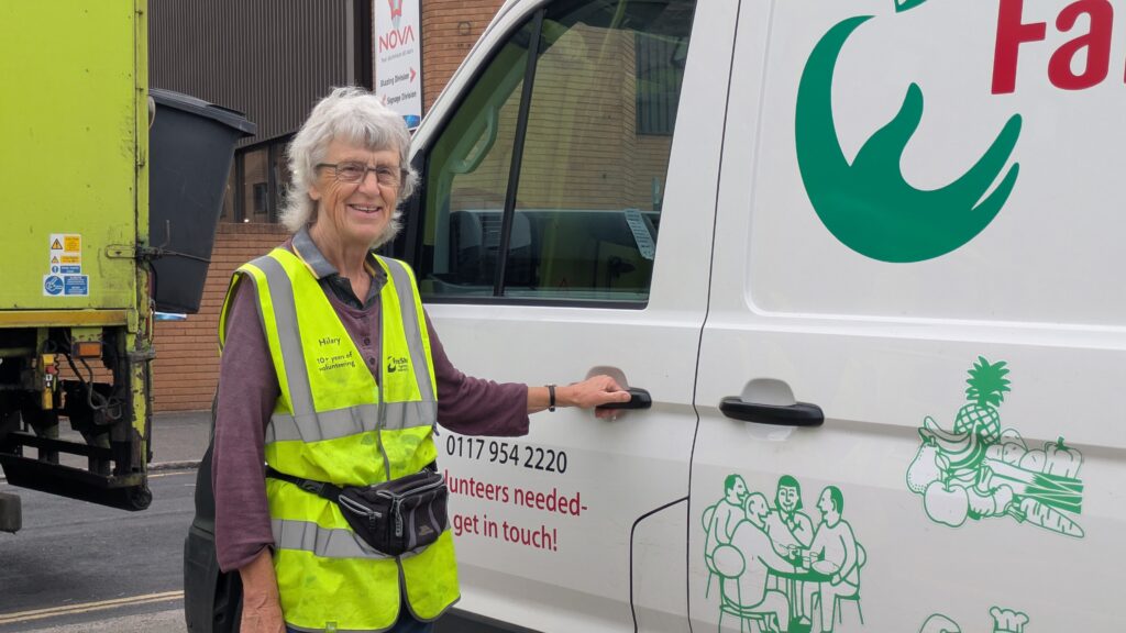Volunteer driver Hilary with a FareShare South West van